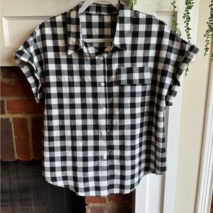 Black and White Checkered Button-Up Shirt
